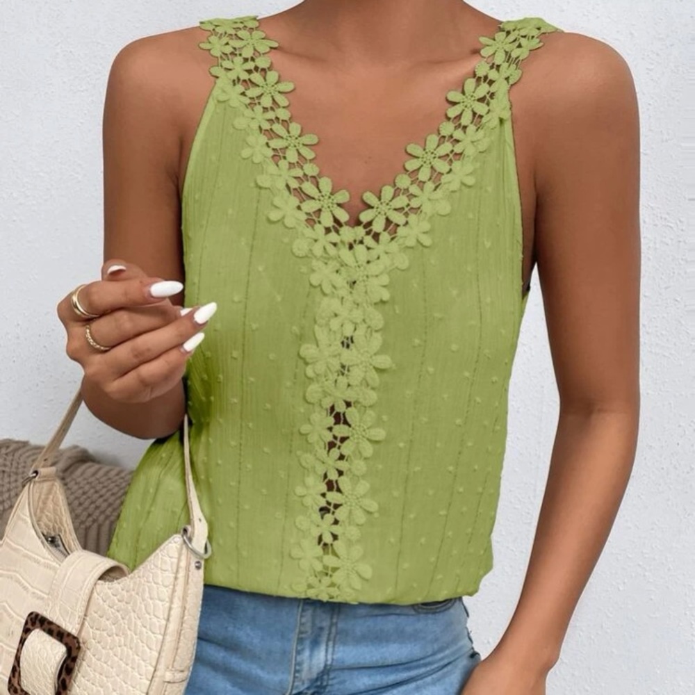 Mustard yellow Swiss dot lace detail blouse - Picture 15 of 15
